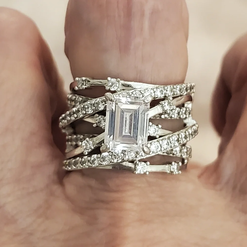 Sterling Silver Diamond Cz Ring